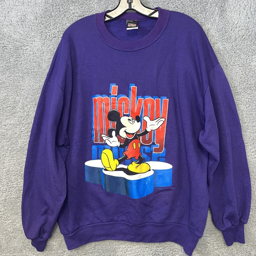 VTG Mickey Unlimited Disney Sweater Men's Sz XL Purple Pullover Made in‎ USA 90s